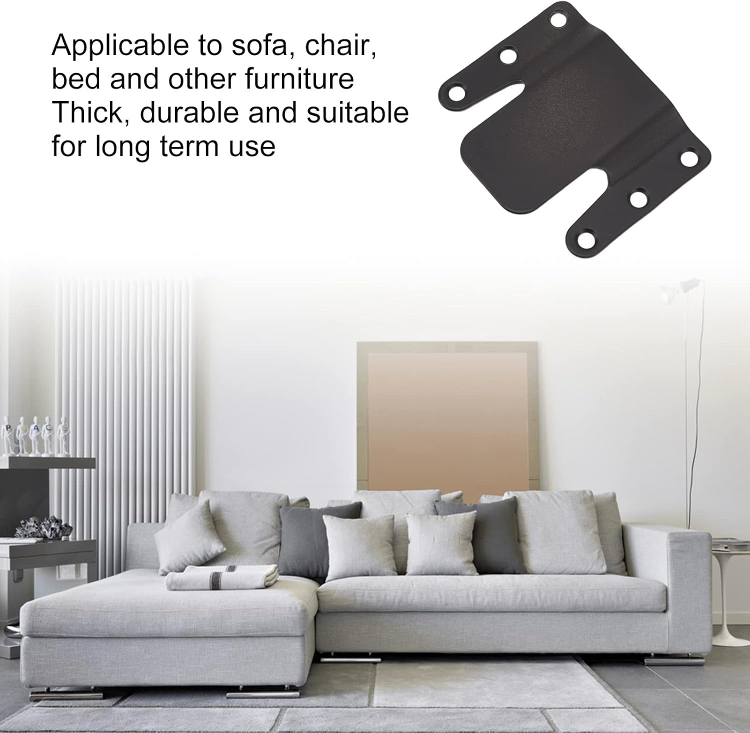 Omabeta Pack of 4 Sofa Connector Bracket with 0.5CM Aperture, Heavy Duty Iron Interlocking Brackets with 24 Screws, Universal Sectional Couch Furniture Connectors for Home Dormitory image number 3