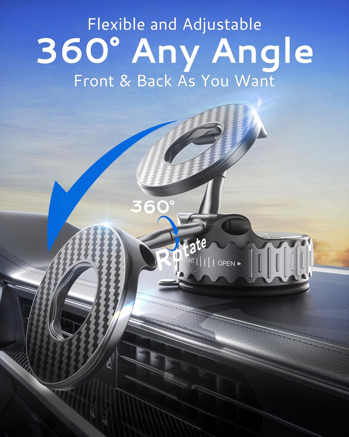 BEBEAR Car Phone Holder for Magsafe [78+LBS Hyper Suction & 4400Gf Strongest Magnetic] 360&deg;Adjustable Car Phone Mount Car Accessories Phone Holders for Your Car for Iphone 17/16 /15 Pro Max & Android image number 4