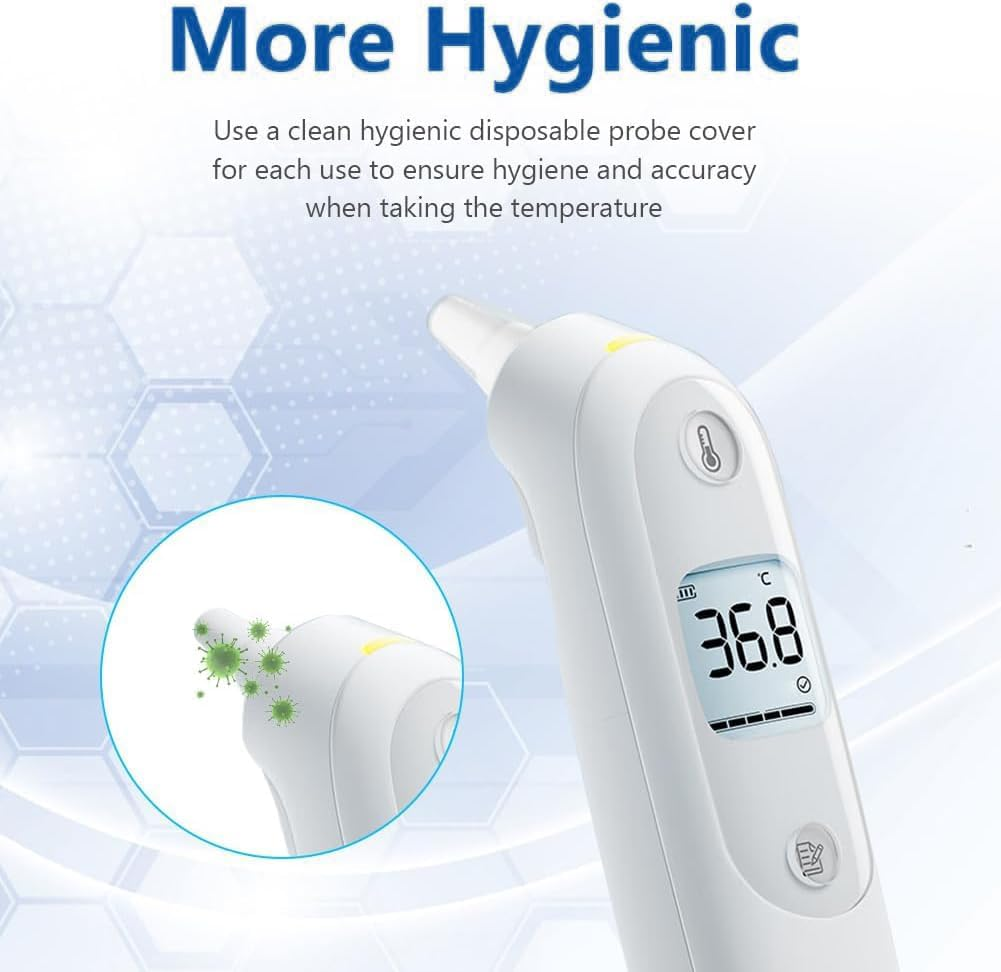 100 Pack Ear Thermometer Probe Covers, Disposable Refill Lens Filters Caps Compatible for All Braun Models Digital Thermometers Sleeve (100) image number 3