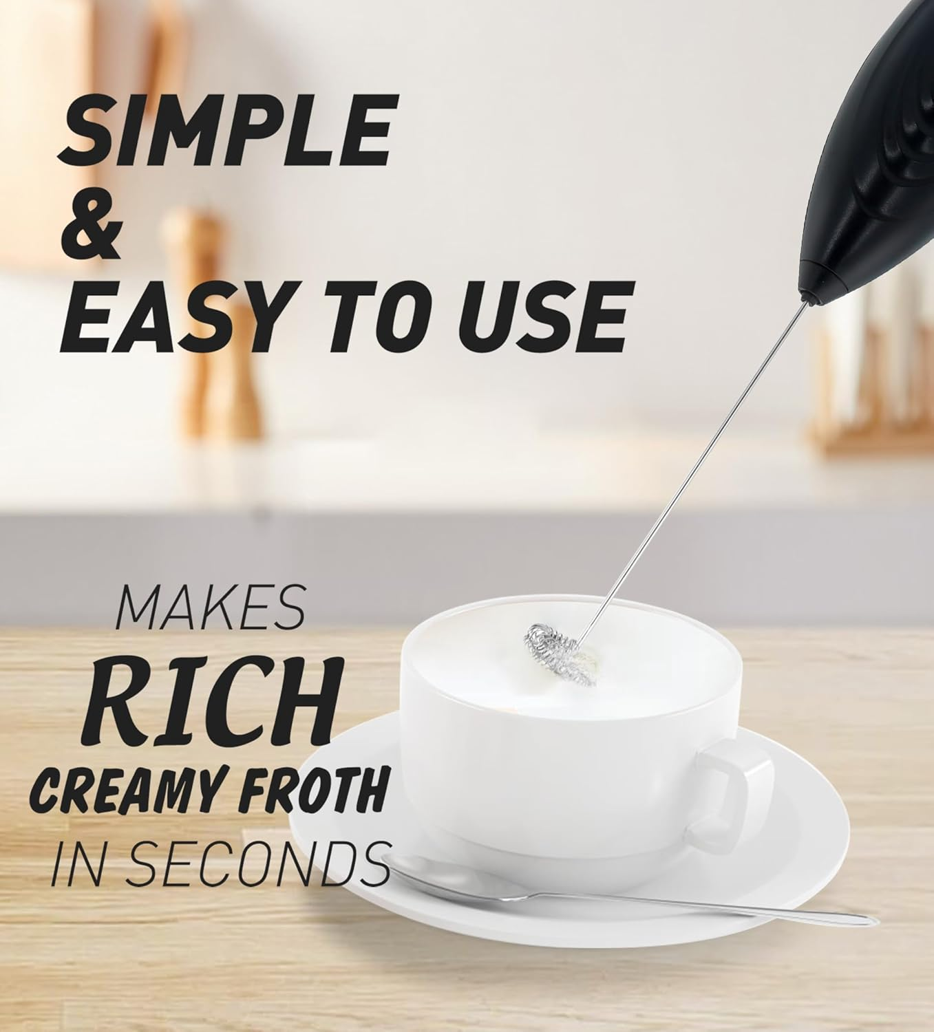 YBVABE Milk Frother Handheld - Portable Coffee Stirrer for Milk Froth, Matcha Whisk with High Powered Improved Motor, Mini Whisk Electric Chocolate Shaker, Drink Mixer for Cappuccino, Frother Maker image number 2