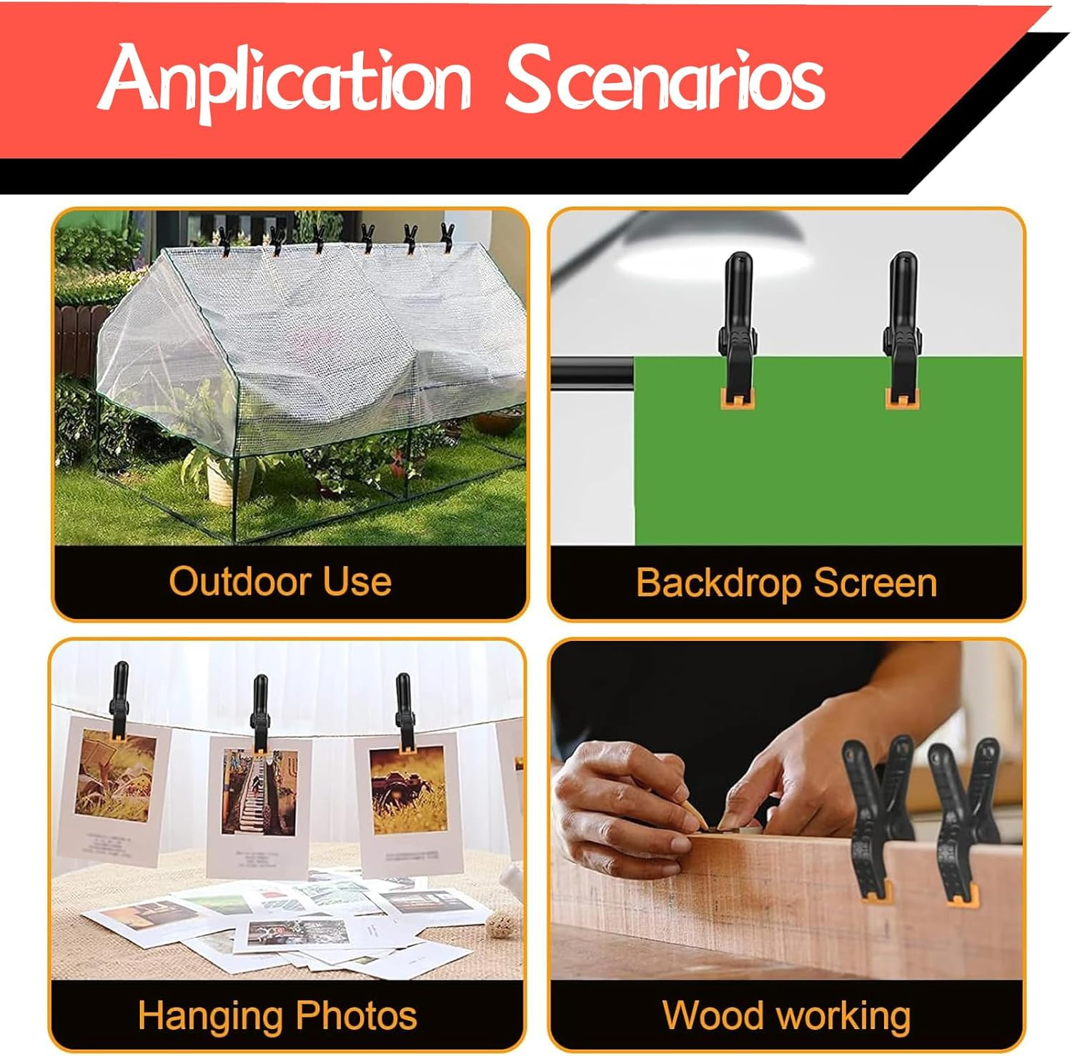 2.7 Inch Heavy Duty Plastic Spring Clamps, 20-Pack Mini Backdrop Clips for Photography Studio, Woodworking, Crafts & Home Improvement image number 2