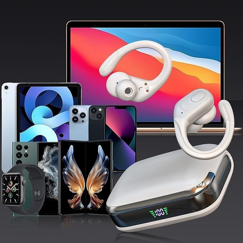 Sajawass Wireless Bluetooth Earbuds, 75Hrs Playback, LED Display Charging Case, Ear Hooks, IPX7 Waterproof, Over-Ear Design for Sports, Running, Workout image number 1