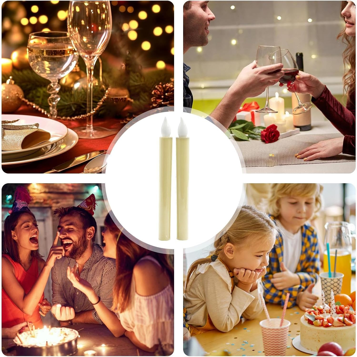 LED Flameless Candles | Birthday Decoration | Holiday Flickering Candles | for Home Dormitory Living Room Dinner Table Patio Bedroom Bathroom Wedding Birthday Parties Family Gatherings - Beige image number 5