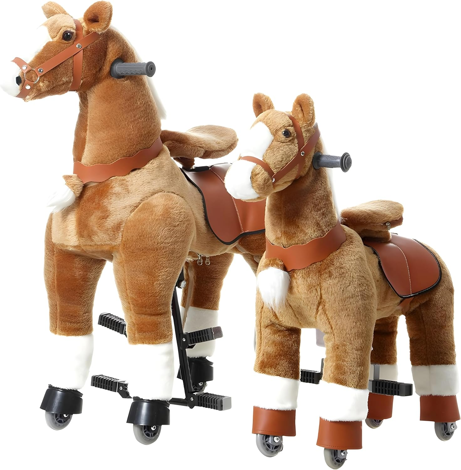 AHATECH Walking Ride on Horse Kids Toddler (Brown, Medium) image number 2