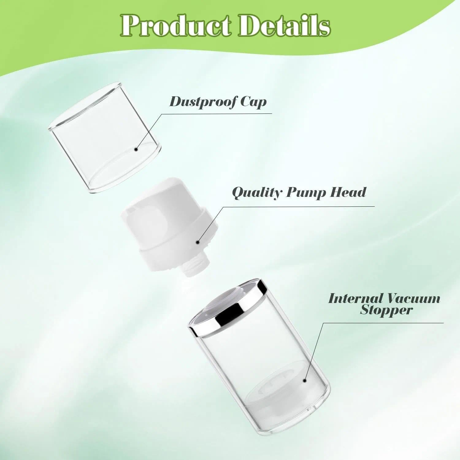 Refillable Airless Pump Dispenser Bottles for Lotion, Shampoo & Toiletries, 4 Pcs 50Ml/1.7Oz Travel Cosmetic Containers, Leak-Proof & Bpa-Free - Orevan image number 5