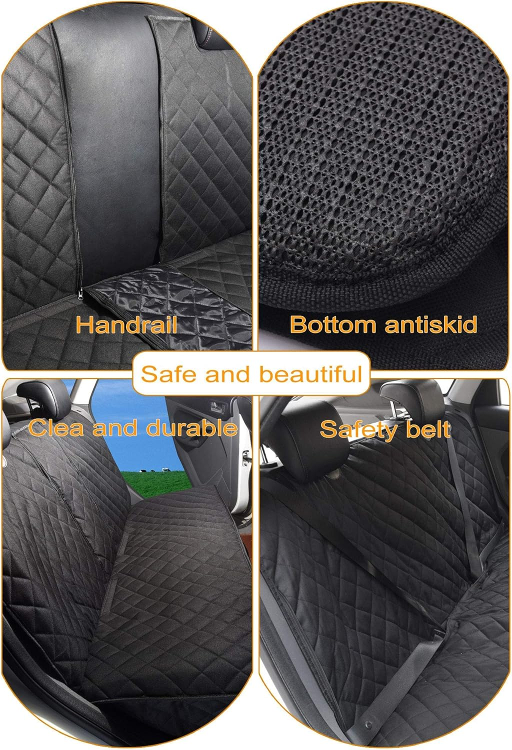 Dog Car Seat Cover,Waterproof Pet Car Rear Seat Protector Compatible for Central Armrest,Suitable for Most Cars, Suv,Trucks image number 1