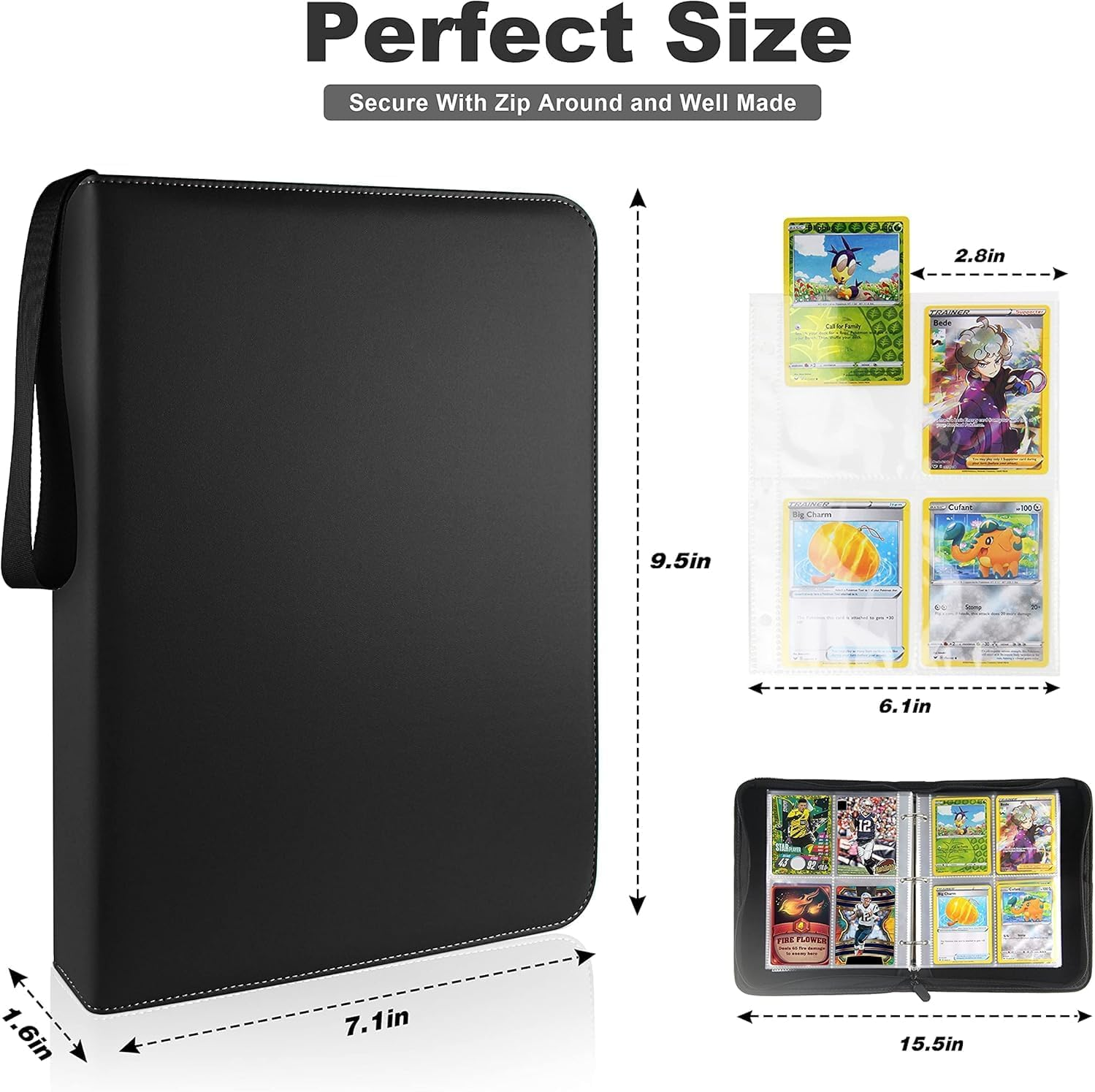 Card Binder for Trading Cards, 4-Pocket Pages Sleeves 400 Pockets Card Binders Holder Folder Album Book Protectors, Fit for PKMN Trading Cards and TCG Yugioh MTG Baseball Cards
