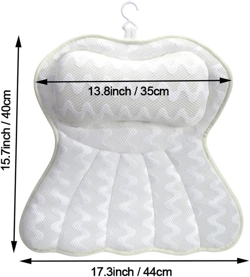 2 Pack Bath Pillow Bathtub Pillow, Luxury Bath Pillows for Tub Neck Head and Back Support, Soft 3D Mesh Fabric Bath Tub Pillow with Non-Slip Suction Cups,Relaxing Spa Accessories image number 4