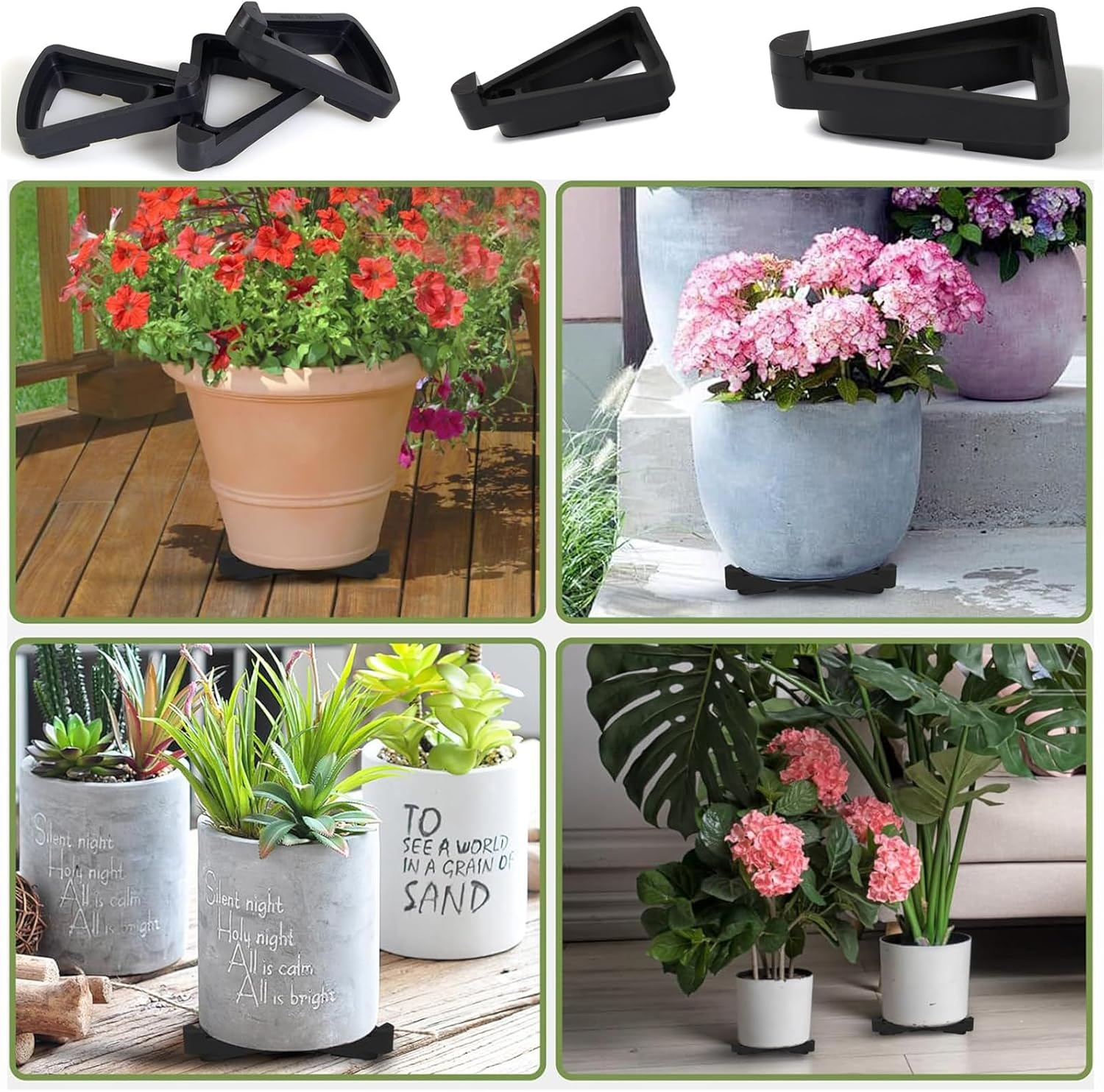 24Pcs Plant Pot Feet, Invisible Triangle Pot Risers, Flower Pot Rack Pot Lifters Supports for Indoor & Outdoor Plant Pots image number 5