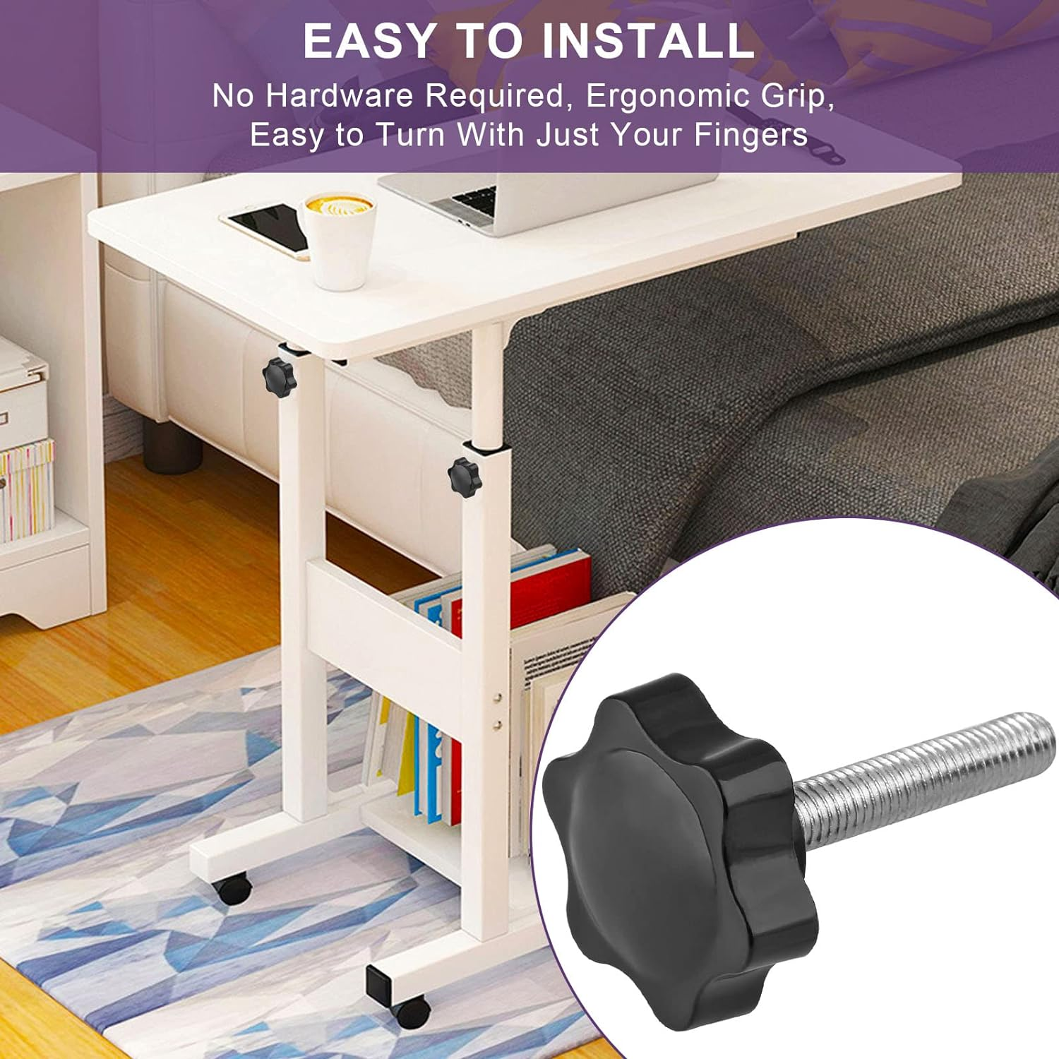 Lifcratms M8 X 40Mm Thread Star Knob 2Pcs, Plastic Hex Shaped Clamping Knob Handle Hand Tightening Screw for Umbrella Base Replacement image number 1