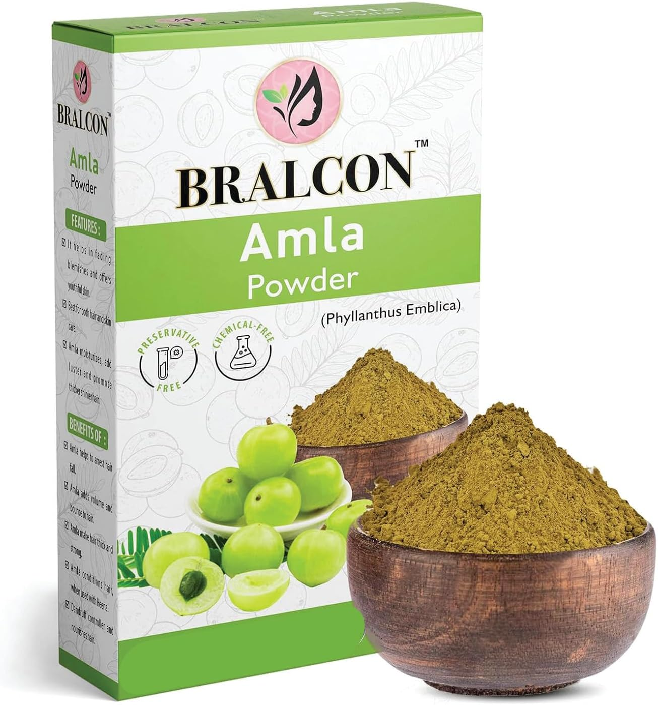 BRALCON Organic Neem, Amla, Hibiscus Flower Powder Combo-300G (100G X 3 Pack)|Neem Leaf Powder, Amla/Gooseberry Powder, Hibiscus Powder for Face, Skin Whitening| Hair Conditioning, Hair Growth image number 6