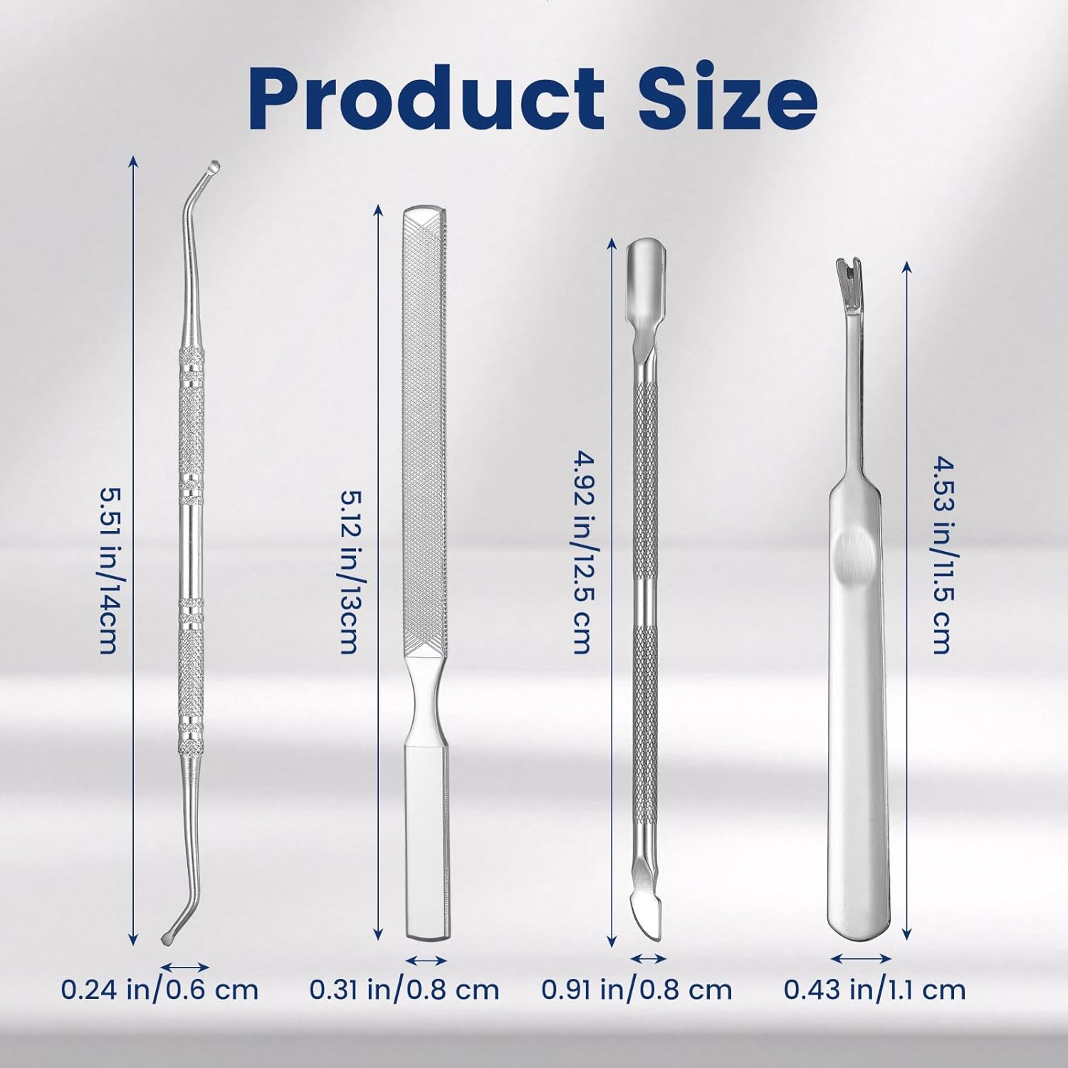 YBEATY 4PCS 3-In-1 Nail File Kit Stainless Steel Toe Nail-Care Kit Non-Slip Metal Fingernail Filing with Ingrown Lifter Thumb Guard Durable Nail Care Tool for Men Women Thick Nailsseniors Dogs image number 6