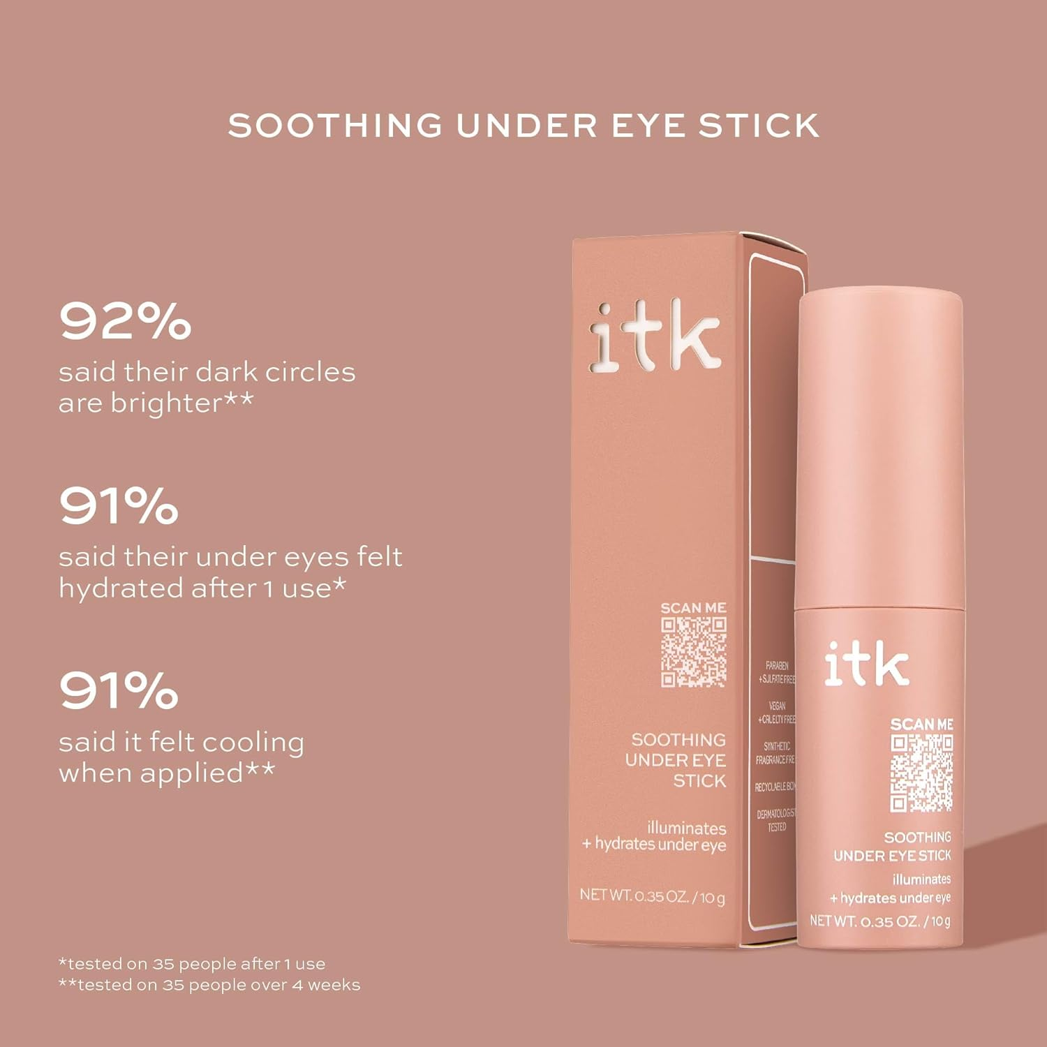 ITK Skincare Caffeine + Aloe Vera under Eye Stick Serum for Dark Circles - anti Aging Moisturizer for Fine Lines + Wrinkles - Calms Redness - Hydrate, Brighten + Soothe Puffy Eyes image number 2