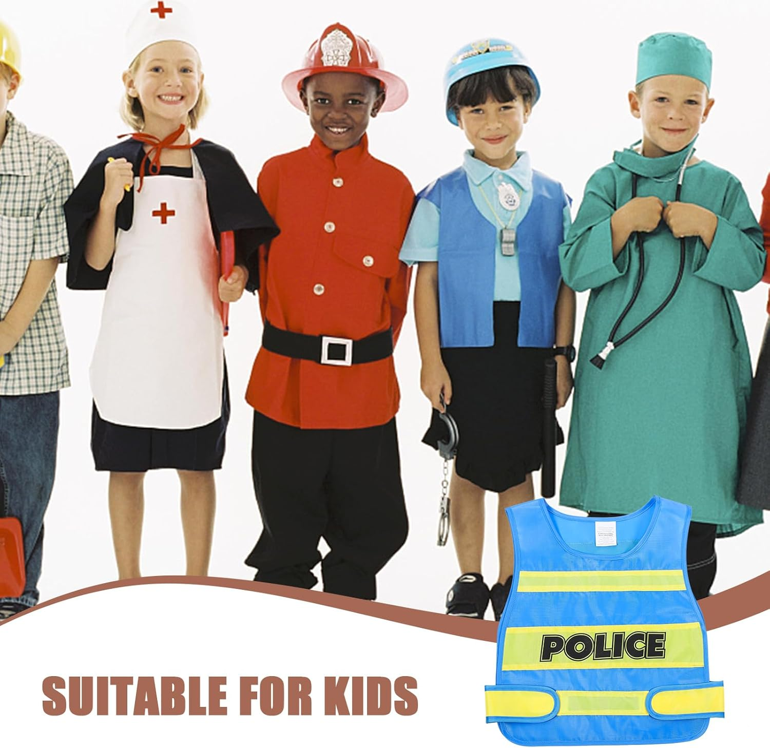SAFIGLE Police Vest, Police Costume for Kids Police Officer Costume Kids Dress up Costumes Toddler Costumes Cosplay Police Vest for Kids Role Play Costume Supplies for Boys,Girls image number 6