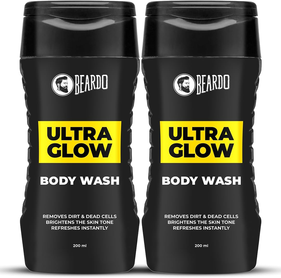 Beardo Ultra Glow Body Wash for Men, 200Ml | Brightens Skin Tone | Removes Dirt & Dead Cells | Contains Mulberry & Bearberry Extracts | for Face and Body | Refreshes Instantly(Pack of 2) image number 2