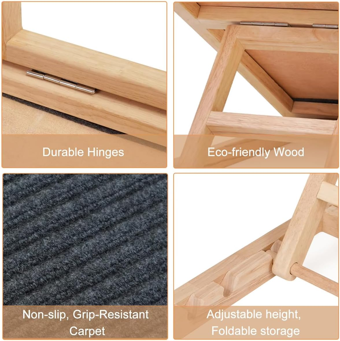 AIMALL Foldable Dog Pet Ramp, 22.6X13.4X15.7 Inch Adjustable Height Stairs, Non-Slip Surface for Bed, Sofa, and Car Access image number 1