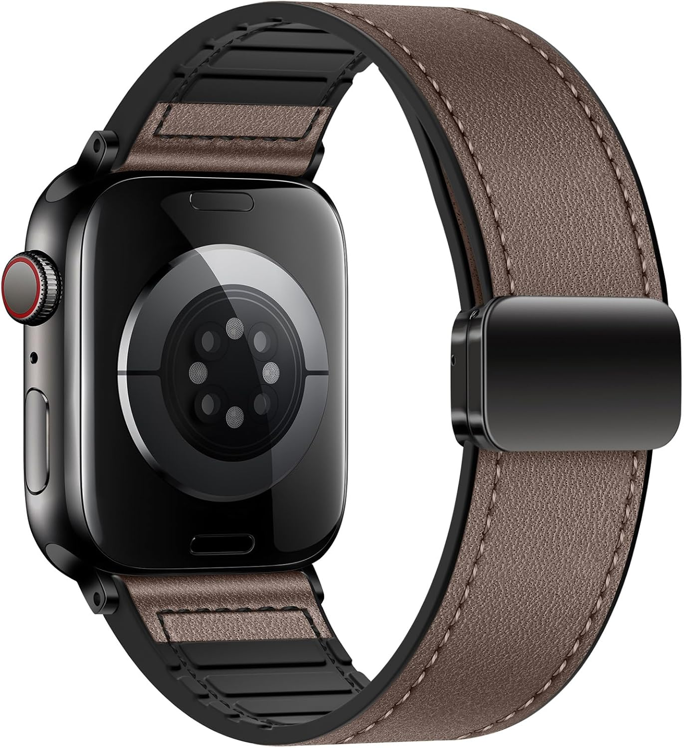 Eweison Genuine Leather Bands Compatible with Apple Watch Band 44Mm 45Mm 46Mm 49Mm for Men Women,Adjustable Magnetic Strap Top Grain Leather Wristband for Iwatch Series 10 9 8 7 6 5 4 SE Ultra/Ultra 2