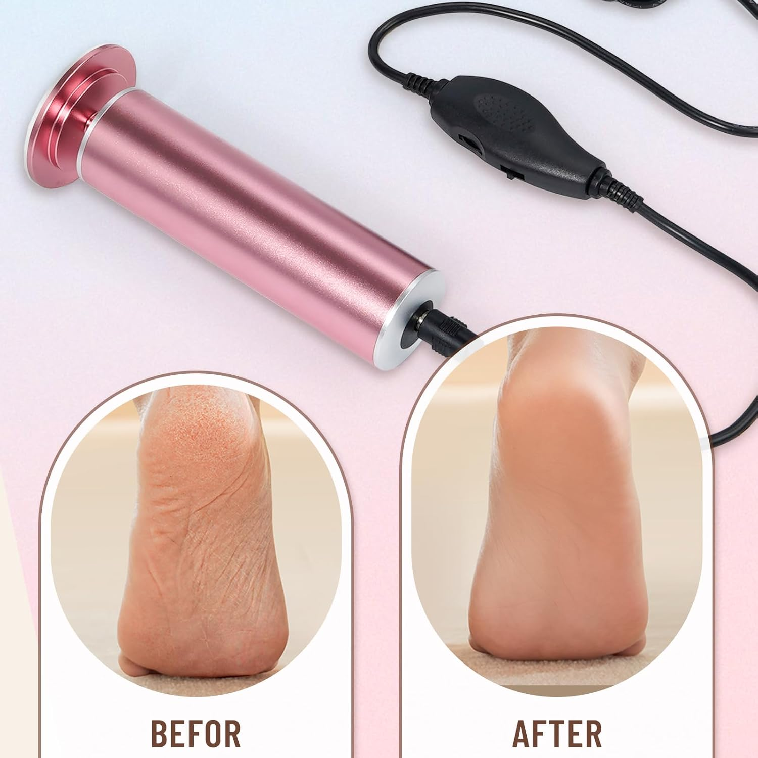 Dermave Electric Foot File Callus Remover for Feet with 60 Pcs Replaceble Sandpaper Discs, Foot Grinder Pedicure Tool for Women image number 4