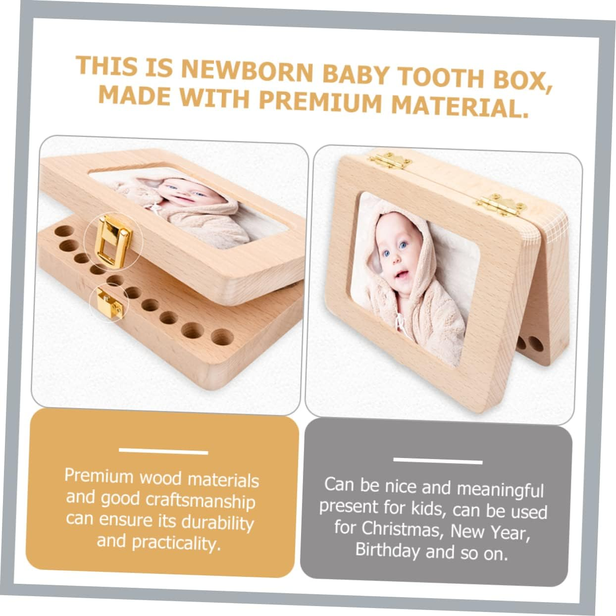 Wooden Teeth Box Keepsake Storage for Lost Teeth Dentist-Approved Portable Decorative for Boys and Girls image number 3