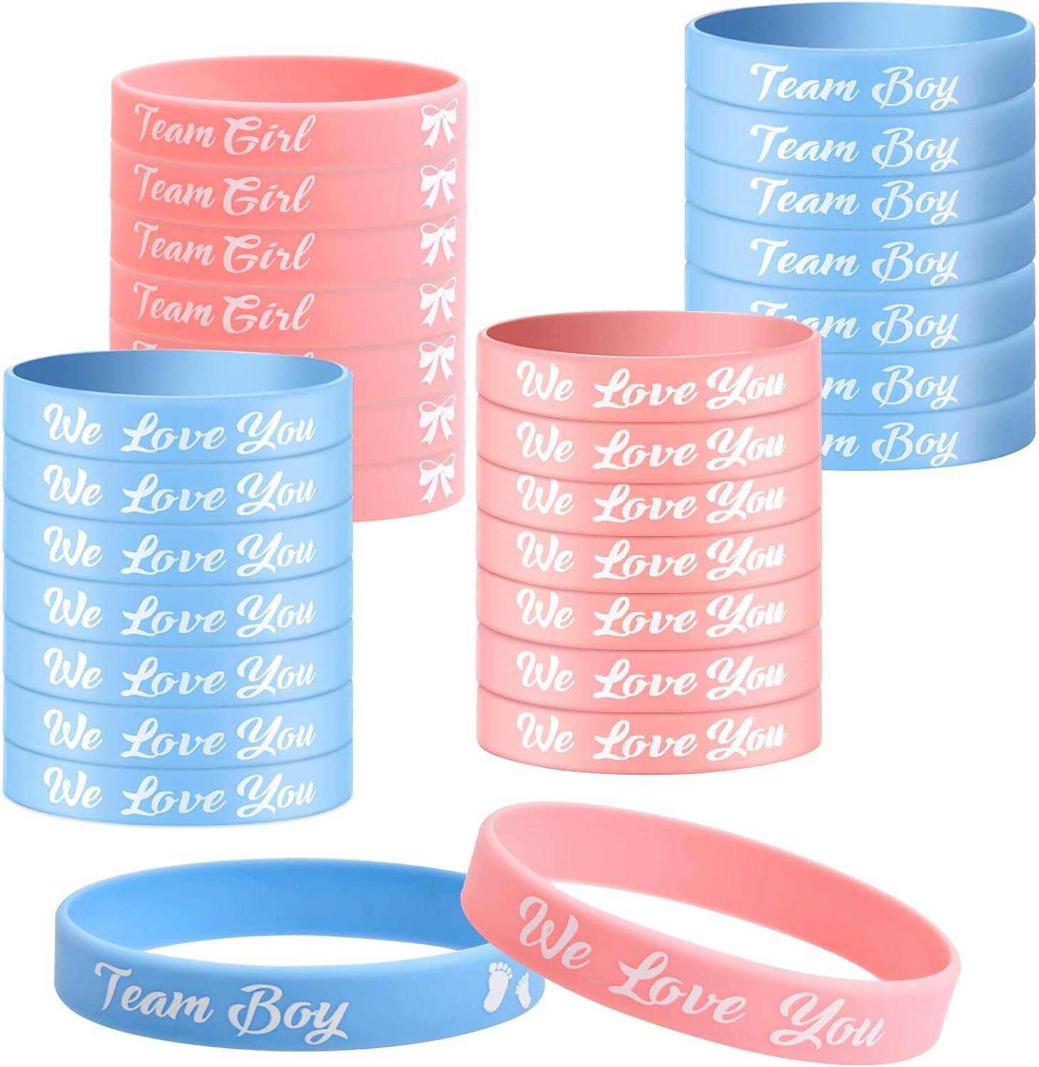 30Pcs Gender Reveal Bracelet Set,Gender Reveal Team Girl or Boy Bracelet,Team Boyteam Girl Silicone Bracelet,Team Boy or Girl Wristbandsbaby Shower Gender Reveal Party Supplies 20.2 X 1.2 Cm image number 4