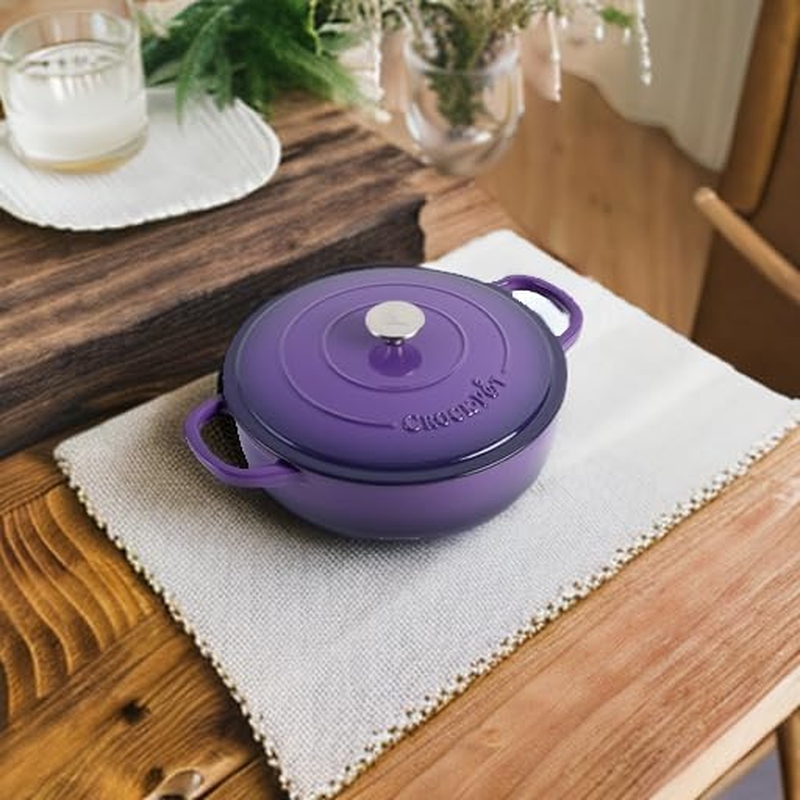 Crock-Pot Artisan Enameled Cast Iron Braiser W/Lid, 5 Quart, Lavender Purple image number 2