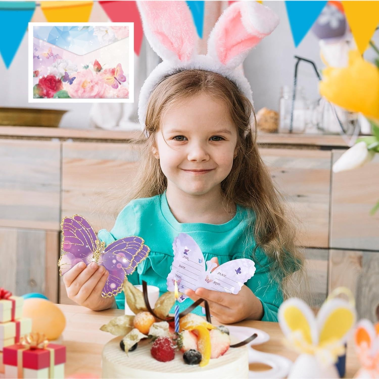 Taicols Birthday Invitations with Envelopes, 12 Set Butterfly Party Invitations with Envelopes Stickers for Party Supplies, Blank Birthday Invites Card, Fill in the Blank Invites Birthday Invitations image number 5