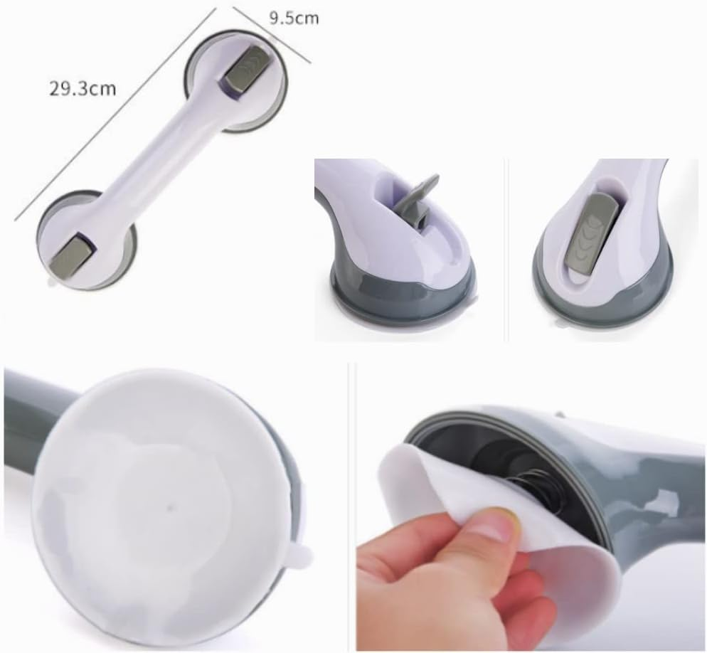 Shower Suction Grab Bar, 2 Pack Bathtub Handle with Strong Hold Suction Cup,12 Inch Shower Handle, Bathroom Balance Bar, Assist Balance Handrail for Grip Grab in Bathroom