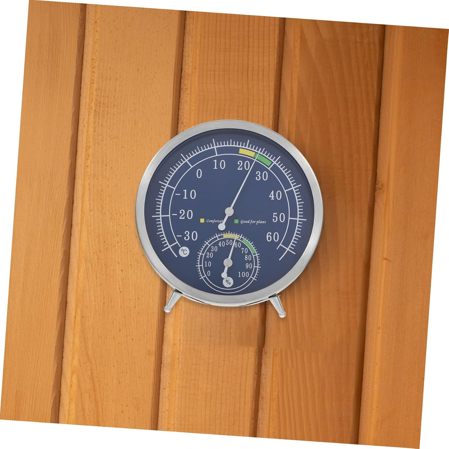 DECHOUS Stainless Steel Indoor Outdoor Hygrometer Thermometer High Precision Analog Temperature Humidity Gauge Tabletop Wall Mount for Home Sauna Garden