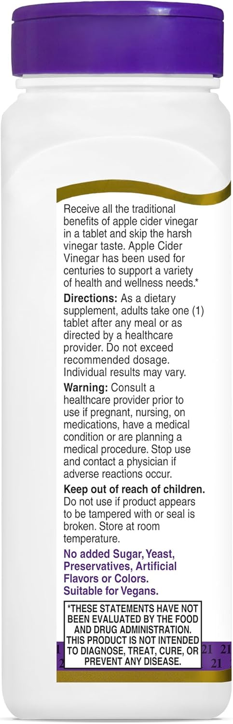 21St Century Apple Cider Vinegar 300Mg, 250 Count image number 5