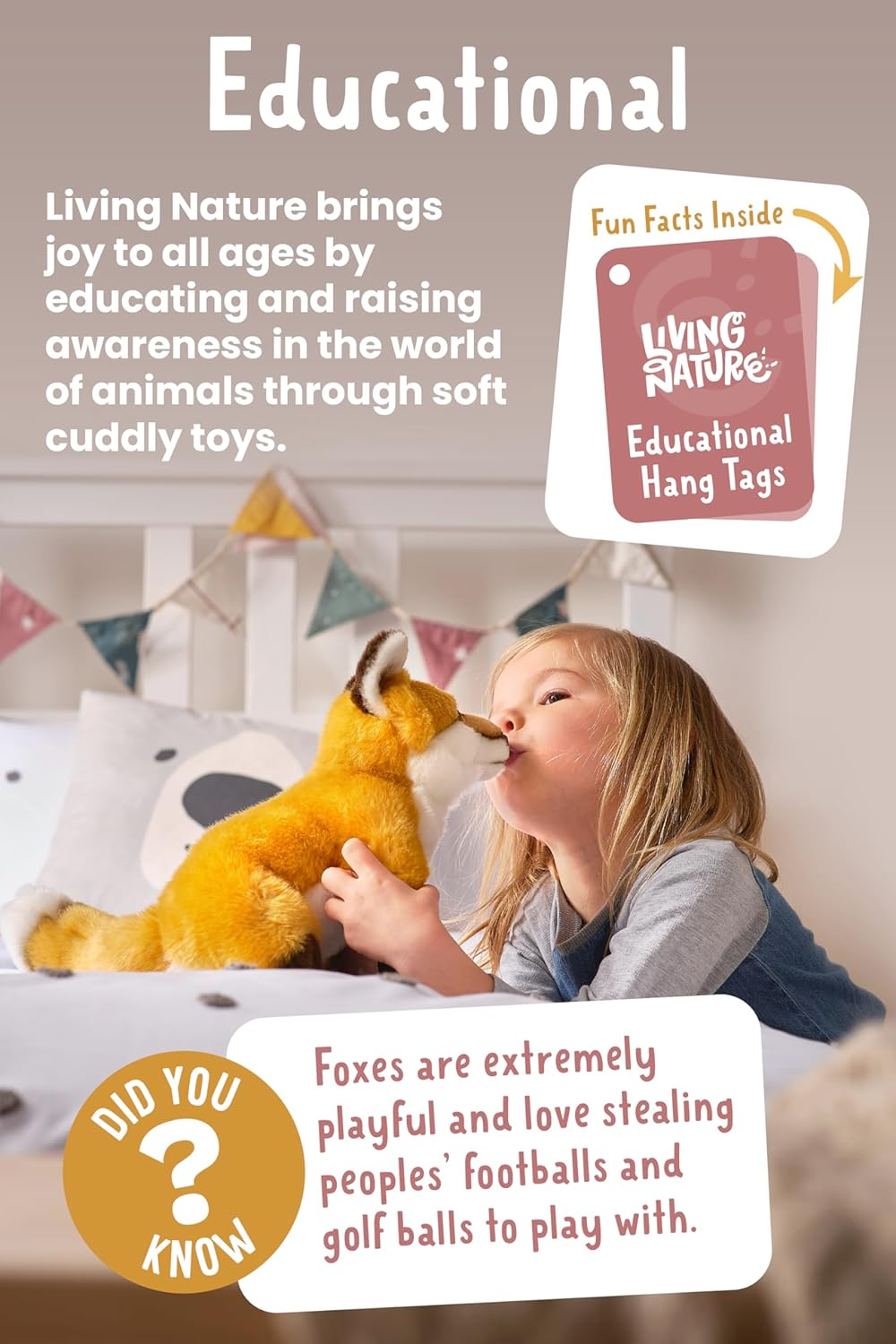 Living Nature Brown Guinea Pig with Sound, Realistic Plush Toy, Soft and Cuddly Stuffed Animal for Kids, Interactive Pet with Fun Fact Tags, Eco-Friendly and Made with Naturli Recycled Materials image number 1