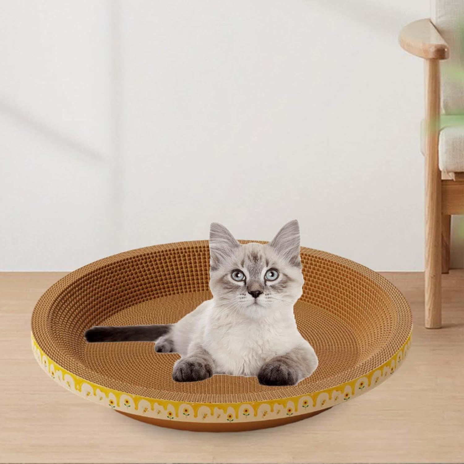 Yuksok Circular Cat Scratching Mat Cozy Bed for Feline Companions, 55Cmx10Cm image number 5