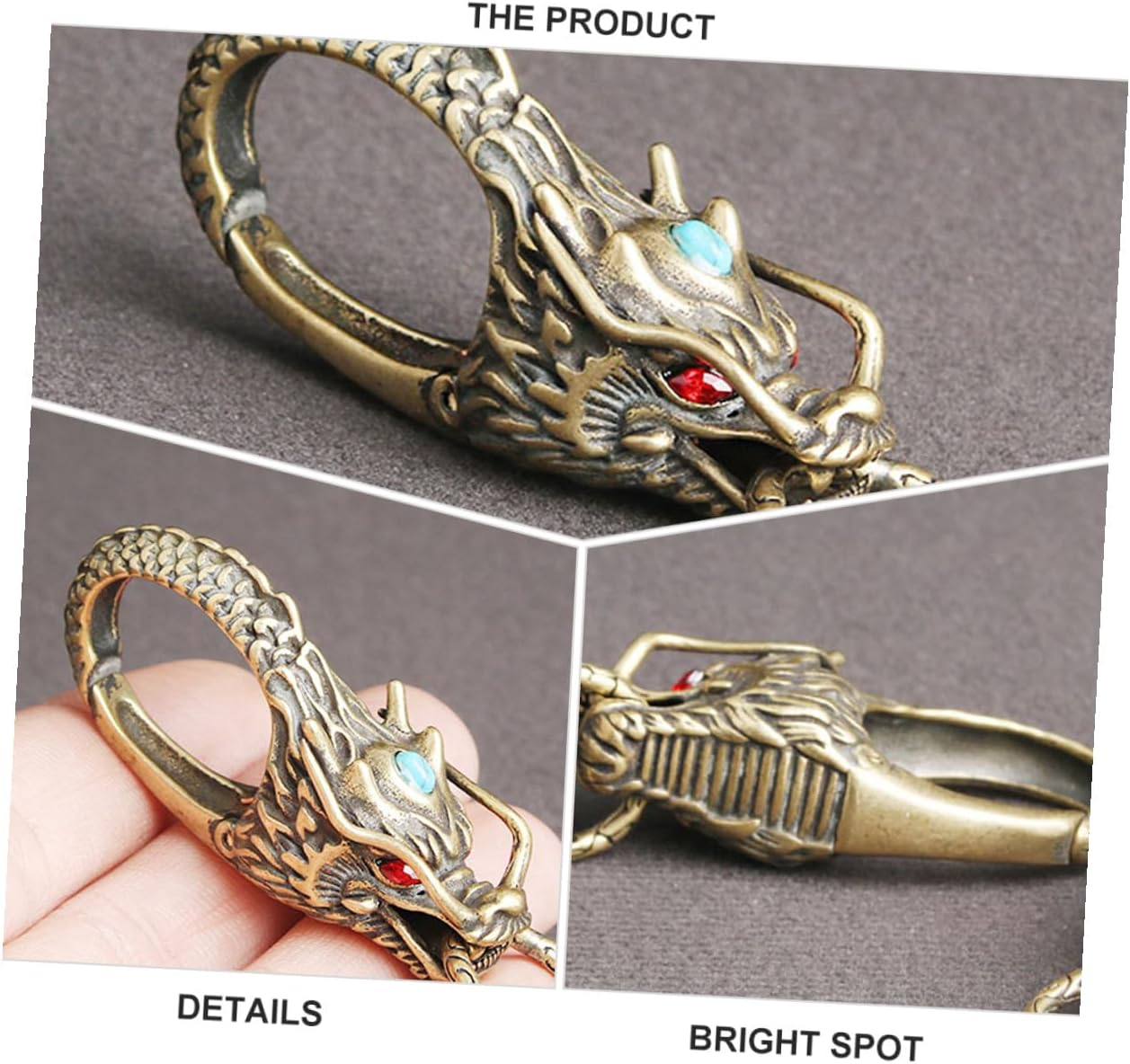 BCOATH Retro Brass Dragon Head Key Buckle Waist Key Clasp for Men Vintage Style Personalised Accessory image number 6