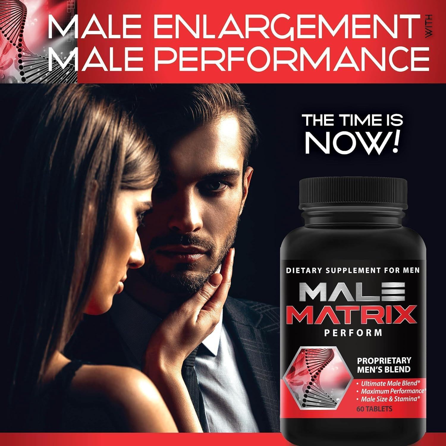 Male Matrix XL- Enlargement Pills for Men- Amplify Male Size- Extend in Length, Engorge in Girth- Boost up to 3 Inches in 90 Days- Stamina Multiplier- 60 Tablets