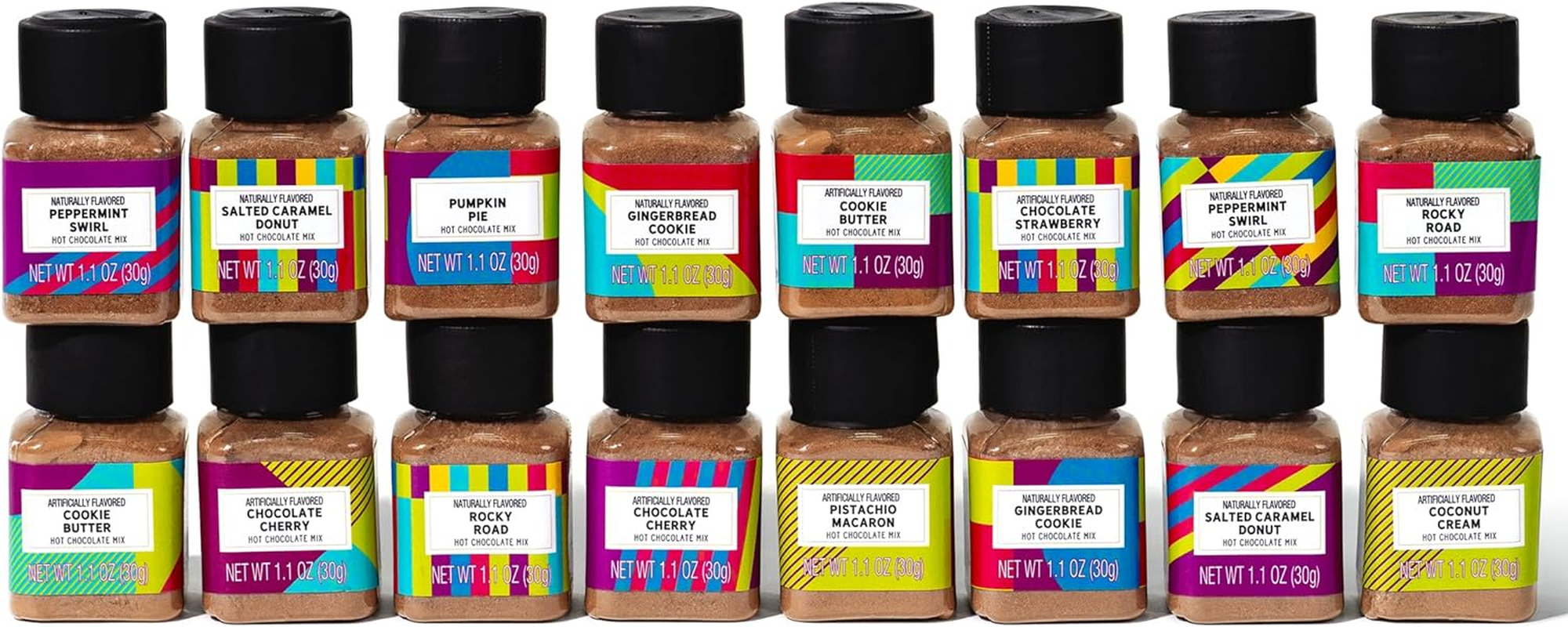 Bombombs, Hot Chocolate Mix Gift Set in Mini Bottles, Flavours Include Rocky Road, Pumpkin Pie, Chocolate Cherry, Peppermint Swirl, Salted Caramel Donut & More, Sampler Set of 16 image number 5