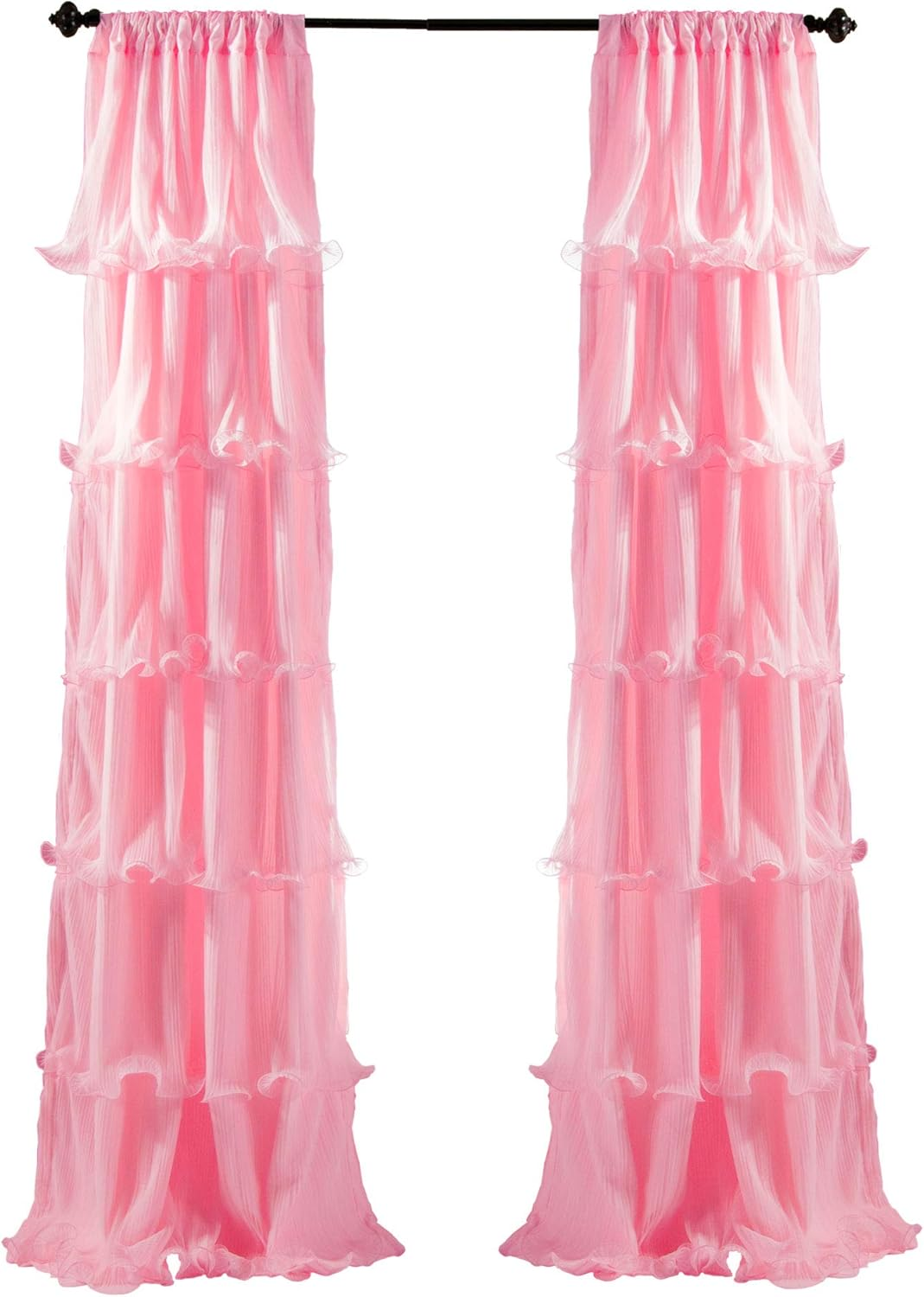 Lush Decor Nerina Window Curtain, 84 by 54-Inch, Pink - White image number 4
