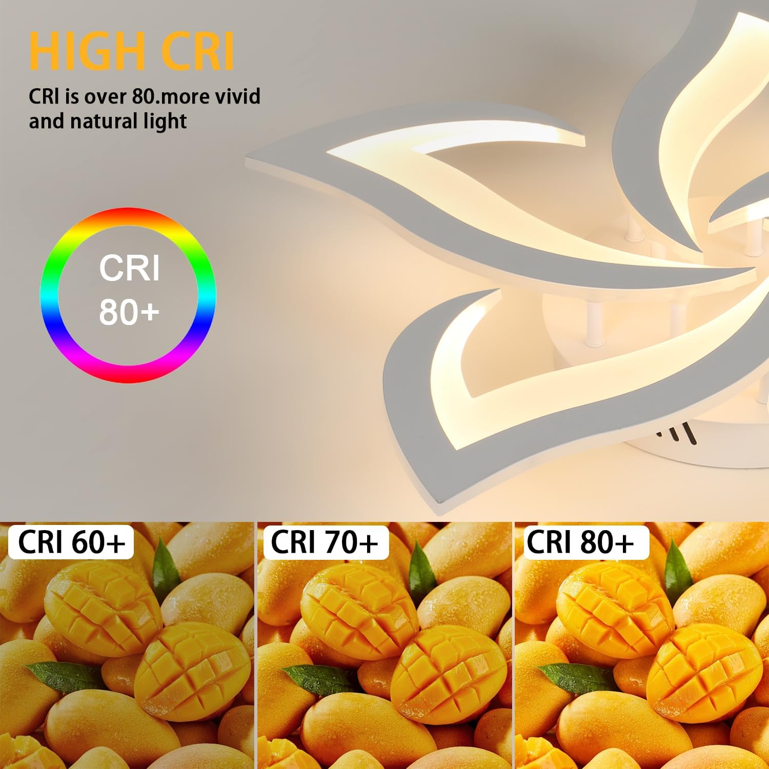 Comely Modern LED Ceiling Chandelier, 60Cm 60W 6750LM LED Ceiling Light, Modern Acrylic Flower Ceiling Light, 3000K Warm White Light, White image number 2