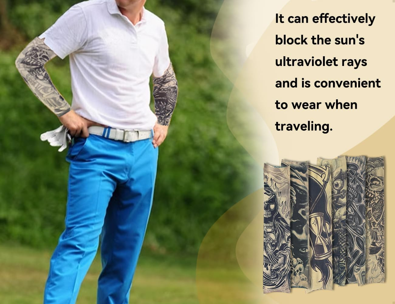 Emezddo Set of 6 Tattoo Sleeves Set, Fake Sun Cream Tattoo Arm Stockings, Used for Men Women Carnival Party Festive Costumes Stage Performances image number 4