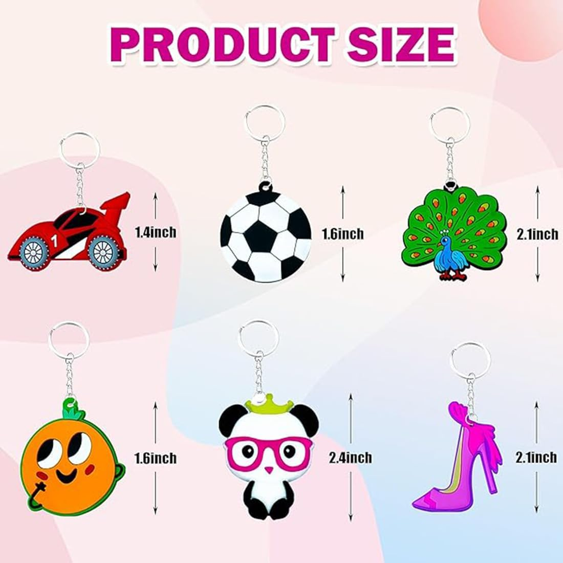 60PCS Cartoon Kids Keychains Bulk Party Favors, Cute Collectible Key Chains Ball Keyring Keychain Pendant for Kid, Party Bag Filler Keychains for School Day Birthday Party Supplies Gift image number 6