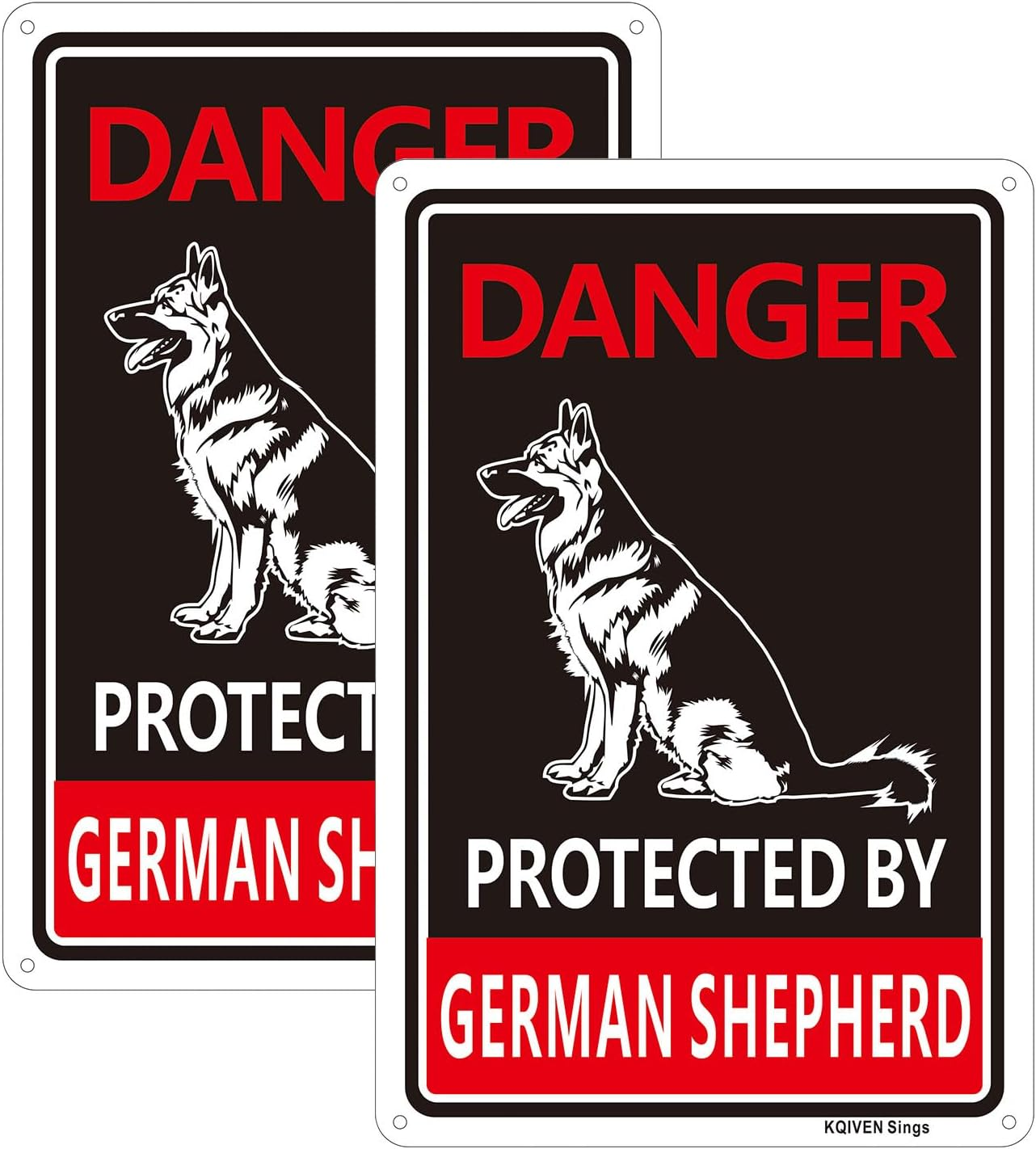2 Pack 7.87 X 11.8 Inches Protected by German Shepherd Sign, Beware of Dog Sign, Easy to Mount, UV Protected, Weather, Resistant, Waterproof, Durable Ink