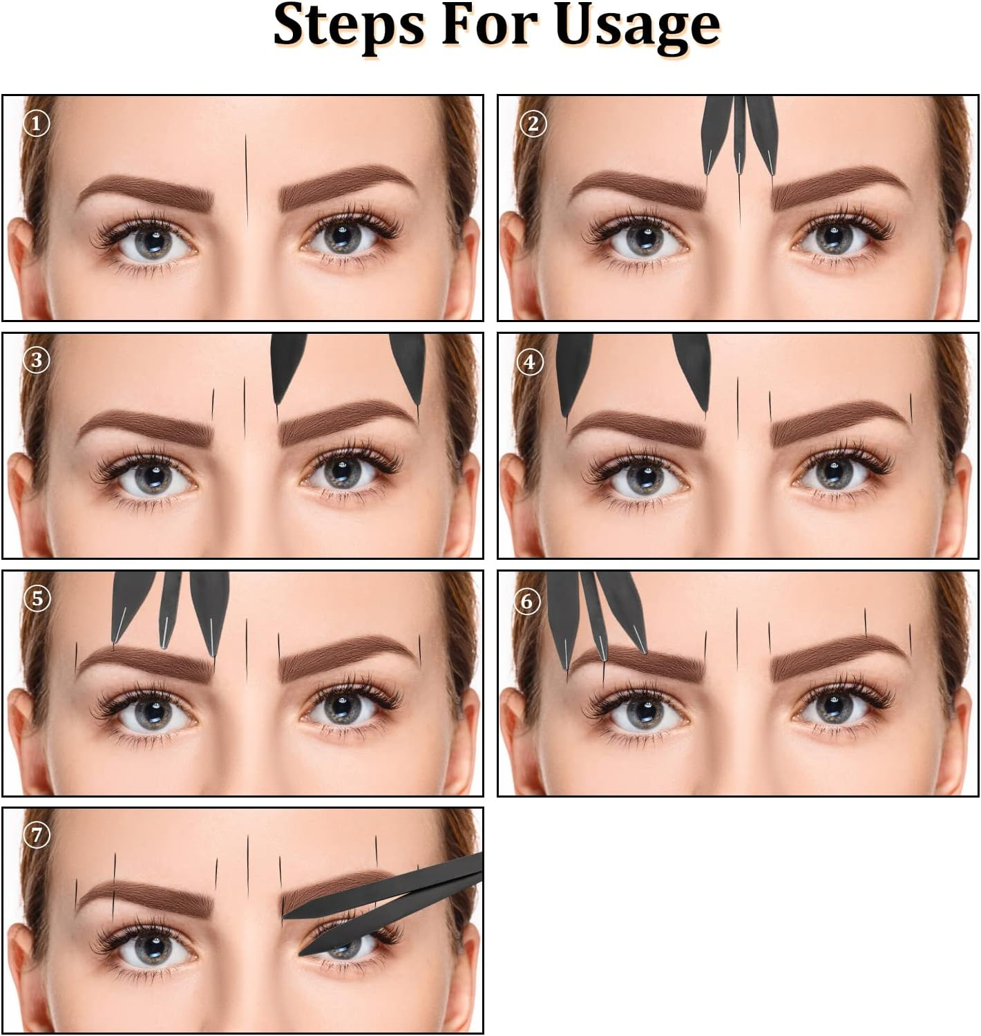 Charme Princesse Eyebrow Ruler Stainless Steel Tattoo Eyebrow Stencil Ruler Three-Point Positioning Permanent Eyebrow Makeup Measuring Symmetrical Tool(Gold) LB000249-6