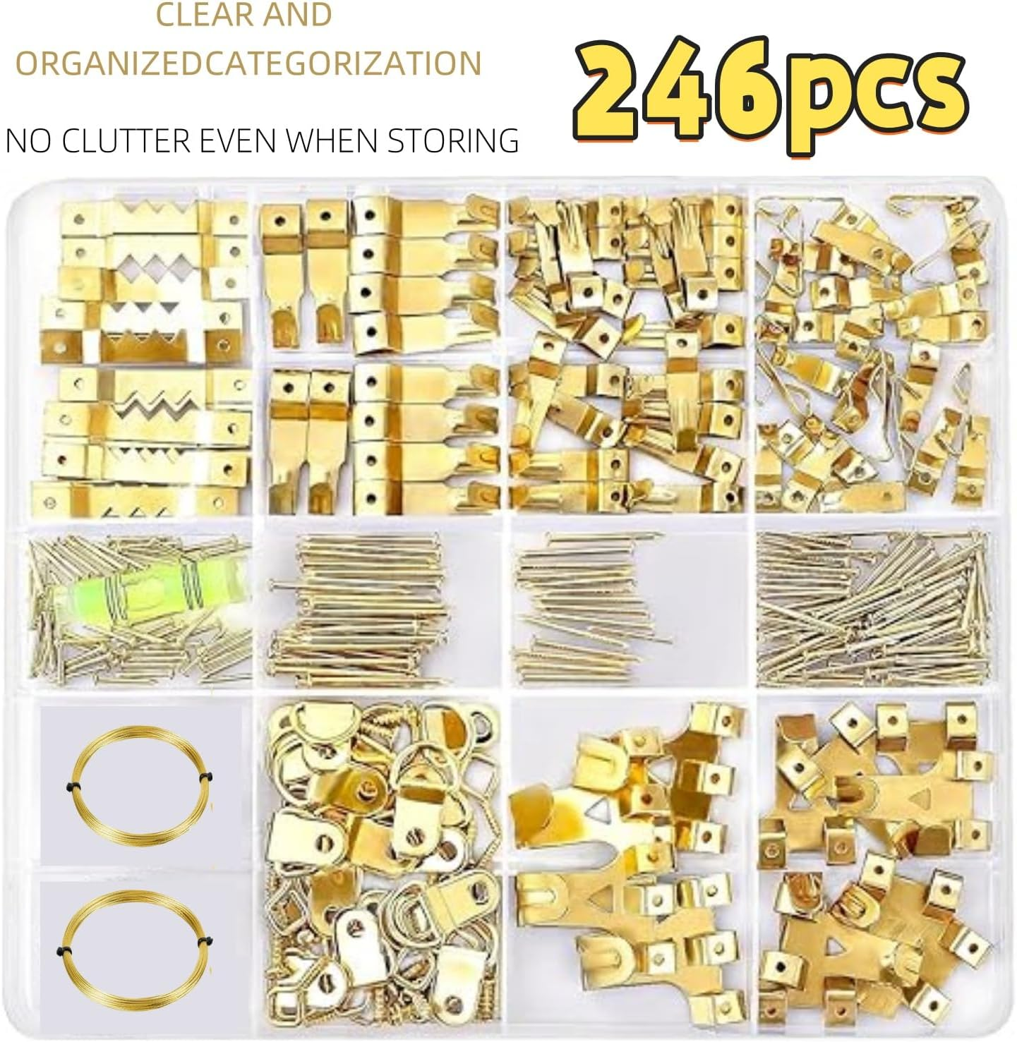 Shoyisenka 246 Picture Hanging Kit, Heavy-Duty Wall Hooks, Picture Frame Hanger Tool, Suitable for a Complete Set of Hanging Tools Such as Picture Frames and Oil Paintings.