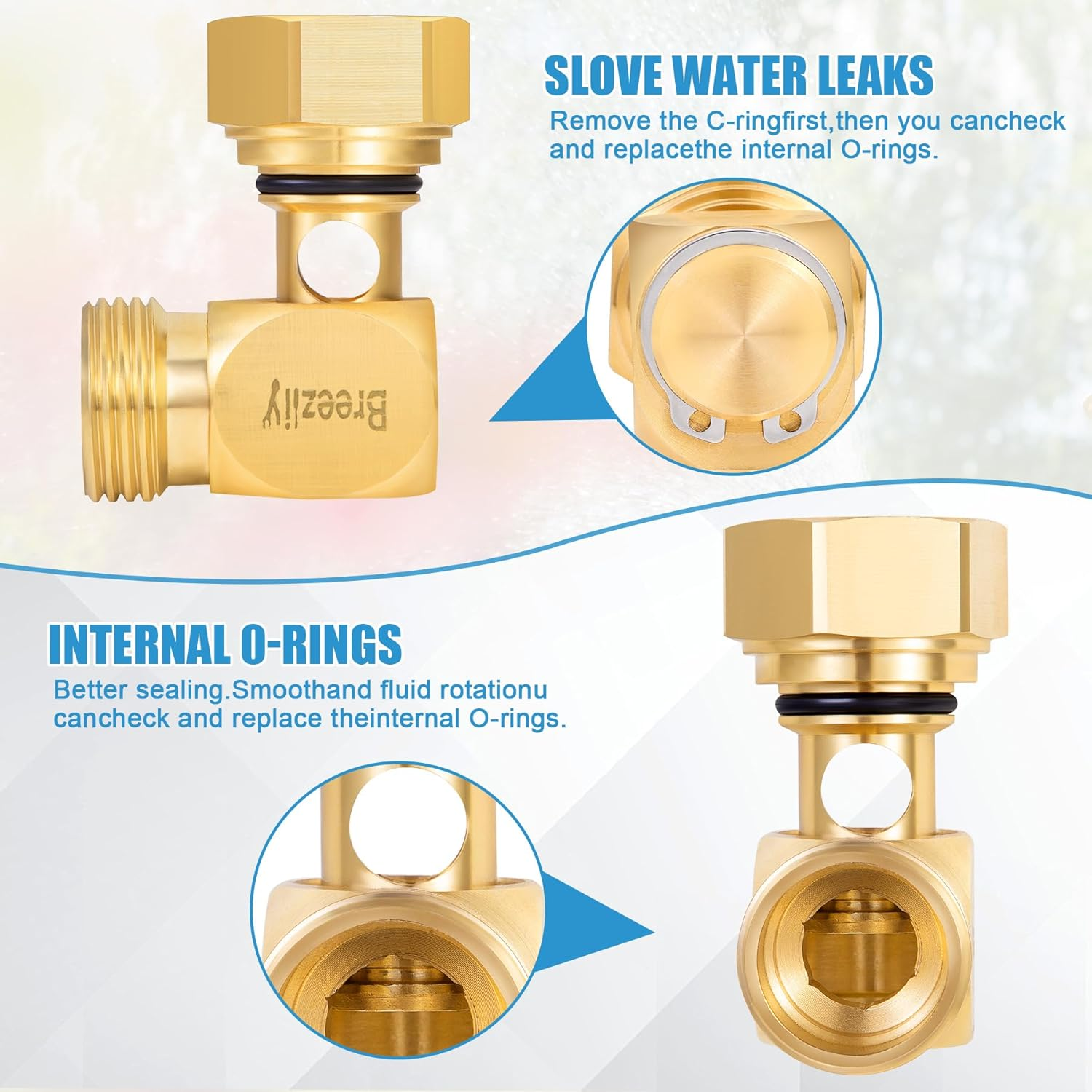 Garden Hose Swivel Elbow Connector 90 Degree Solid Brass Pipe Fittings,Brass Replacement Part Swivel,Hose Kink Protector（1Pc） image number 4