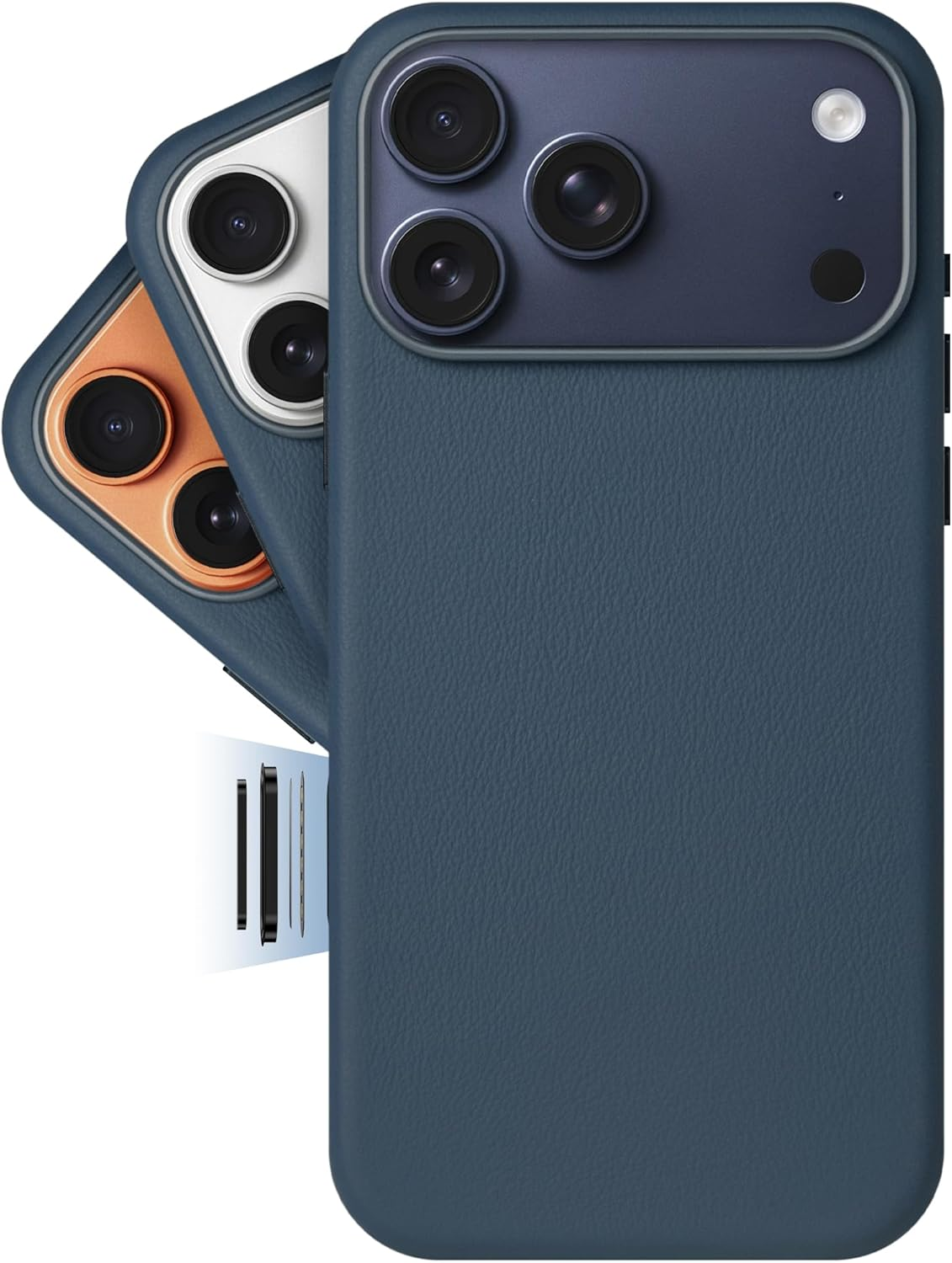 LONLI Classic | Gold-Rated Leather - European Genuine Vele Leather Case for Iphone 17 Pro - [Built-In Camera Control and Compatible with Magsafe] - Azzurro Blue