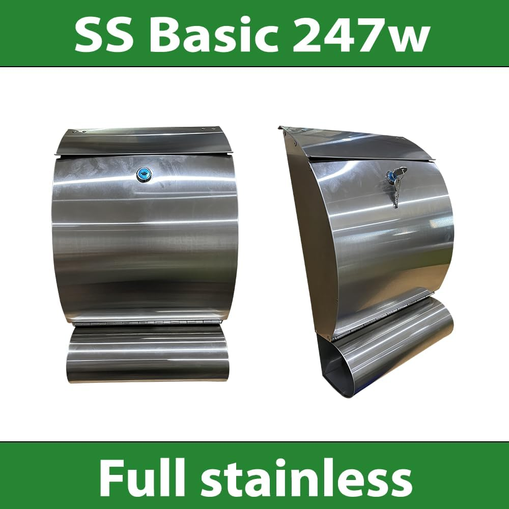 Letterboxe Gal Stainless Hampton Mail Box Mailbox Grey White Black - 10 Options, SS Basic 247W image number 3