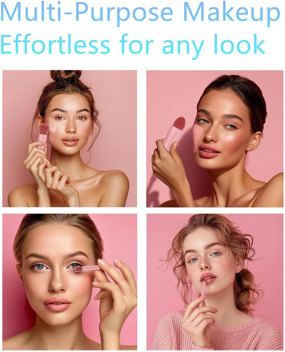 Travel Makeup Brush Set, 5Pcs Mini Make up Kit Portable Complete Function Cosmetic Brushes Kit Cheap Makeup Brush Kit Cute Makeup Brush for Eyeshadow, Powder, Foundation, Blush(5Pcs+Mirror) image number 6