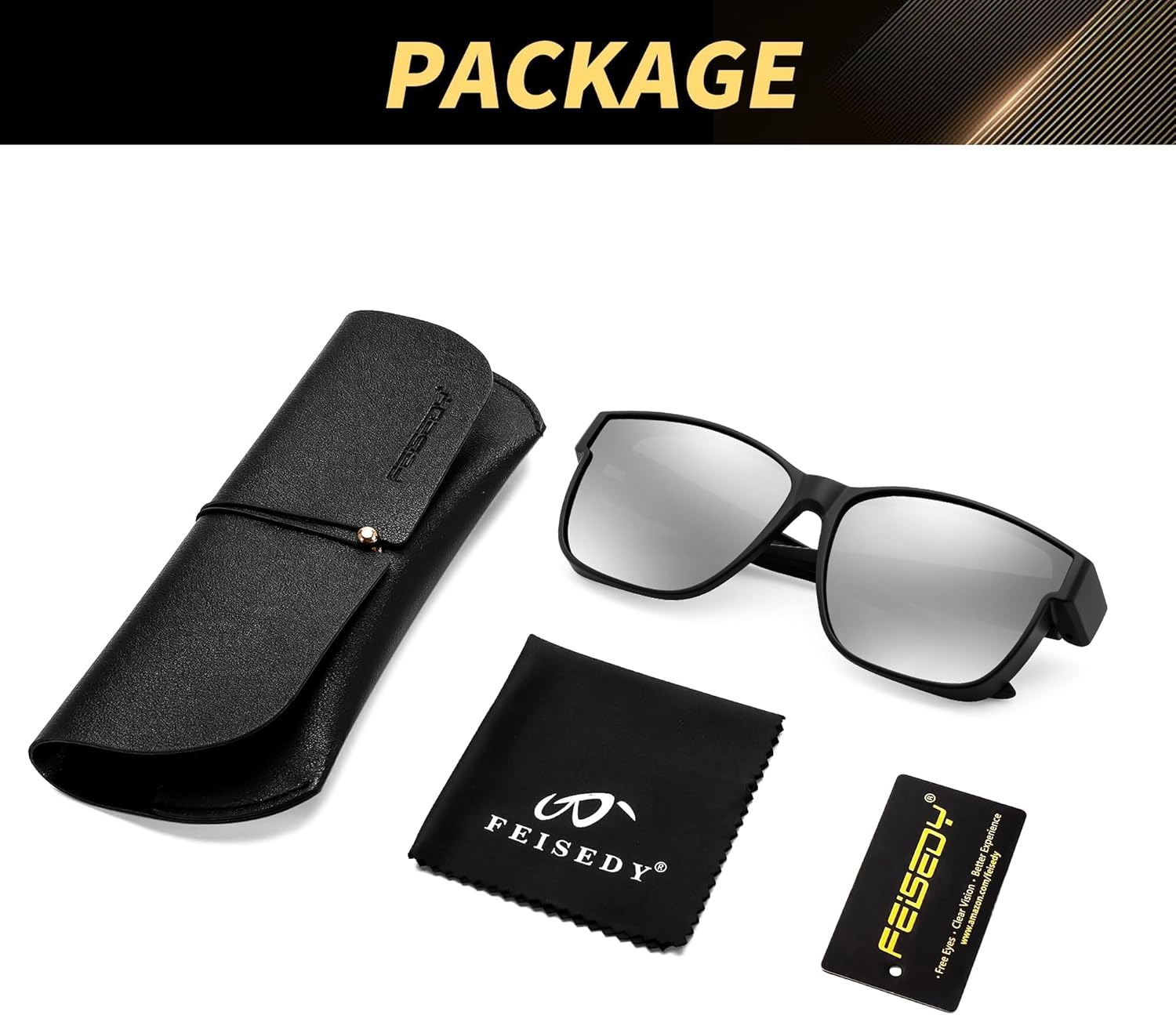 FEISEDY Polarized Sunglasses Fit over Glasses for Women Men Large Sunglasses UV400 Protection B0250 - Matte Black Frame - Blue Mirror image number 5