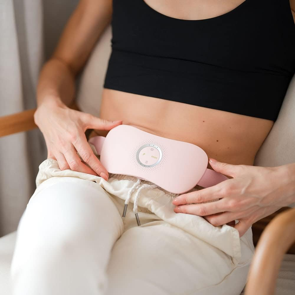 Caremax Rechargeable Electric Heating Pad Massager Waist Belly Wrap Belt Device for Period Cramps Period Pain Relief Back Pain with 3 Heat Levels & 3 Massage Modes for Women and Girl (Pink) image number 3