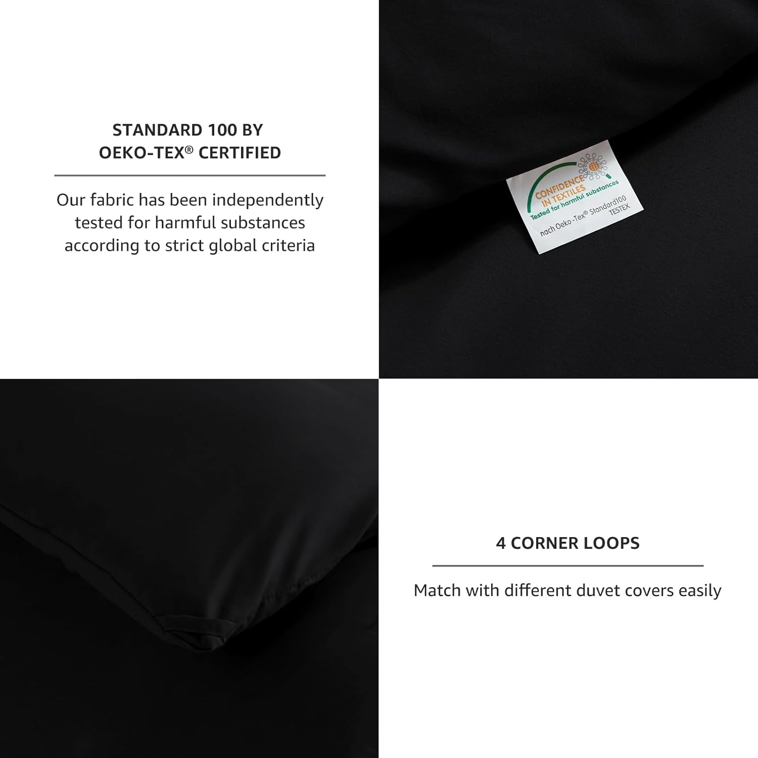 Cozylux King Size Comforter Set Black, 3 Pieces Solid Comforters King Size Breathable Quilted Style Bedding Set, Luxury Soft Microfiber down Alternative Comforter Bed Set (1 Comforter & 2 Pillowcases) image number 3