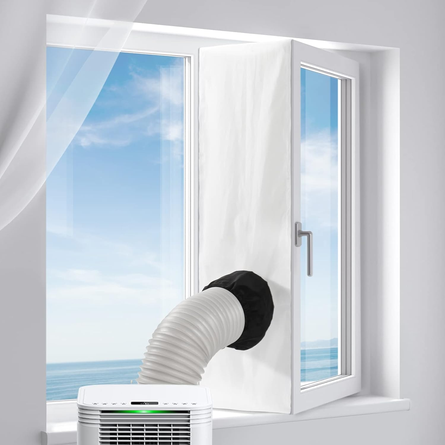 BEWAVE Portable AC Window Seal, 158Inch/400Cm Universal, White, Polyester, Window Seal, Weather Strip, 157 Inches