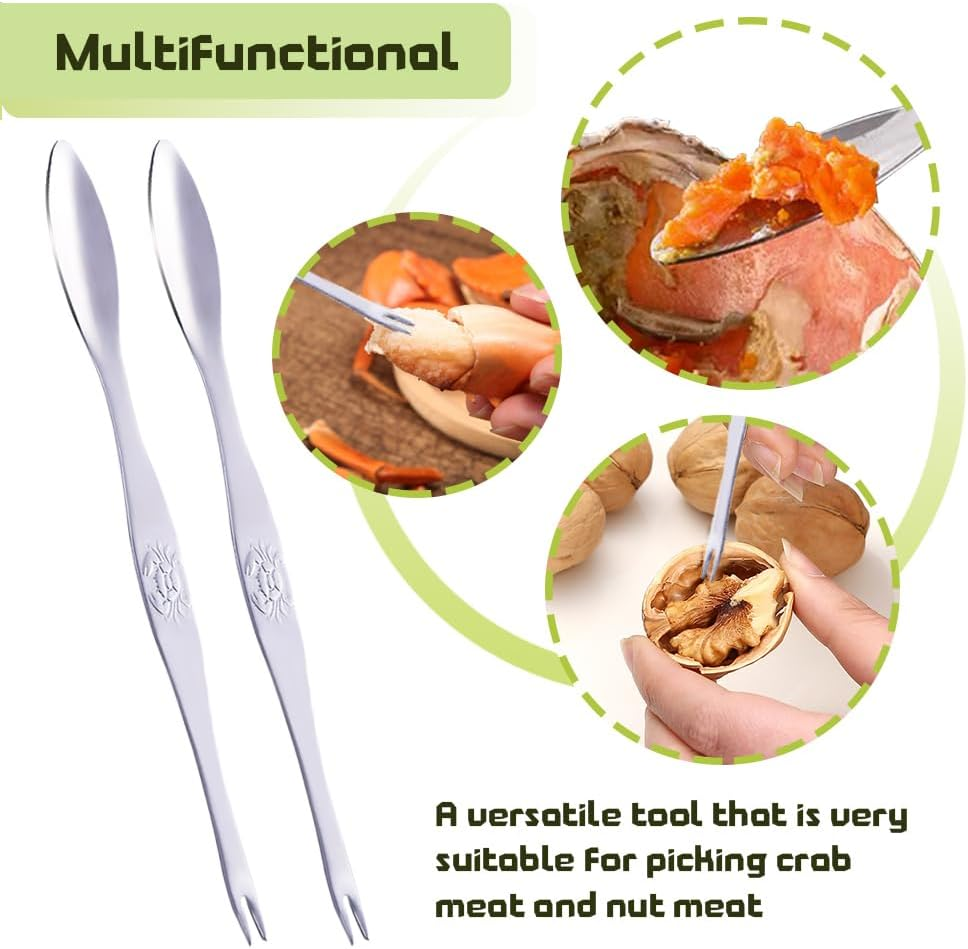 Nut Cracker, Nutcracker, Seafood Tools, Walnut Cracker for All Nuts, Heavy Duty Shell Cracker with 2 PCS Forks/Picks, Lobster Crab Crackers with Non-Slip Handle image number 6